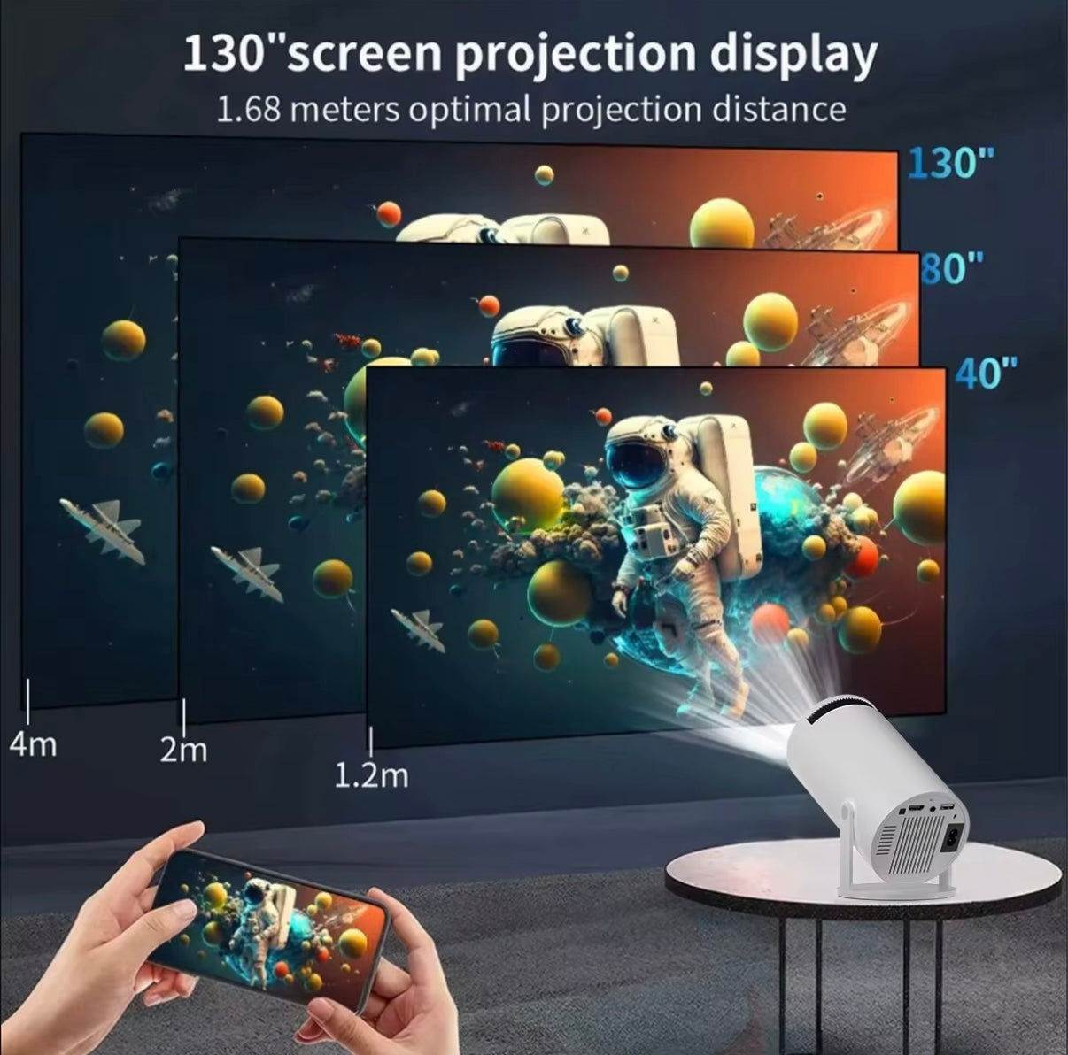 CineWaves 4K mini HD Projektor 1080p