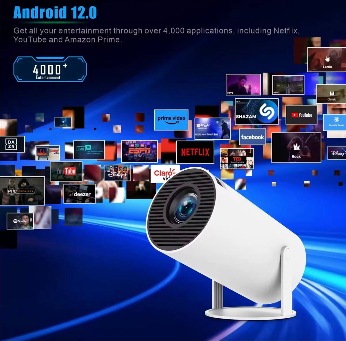 CineWaves 4K mini HD Projektor 1080p